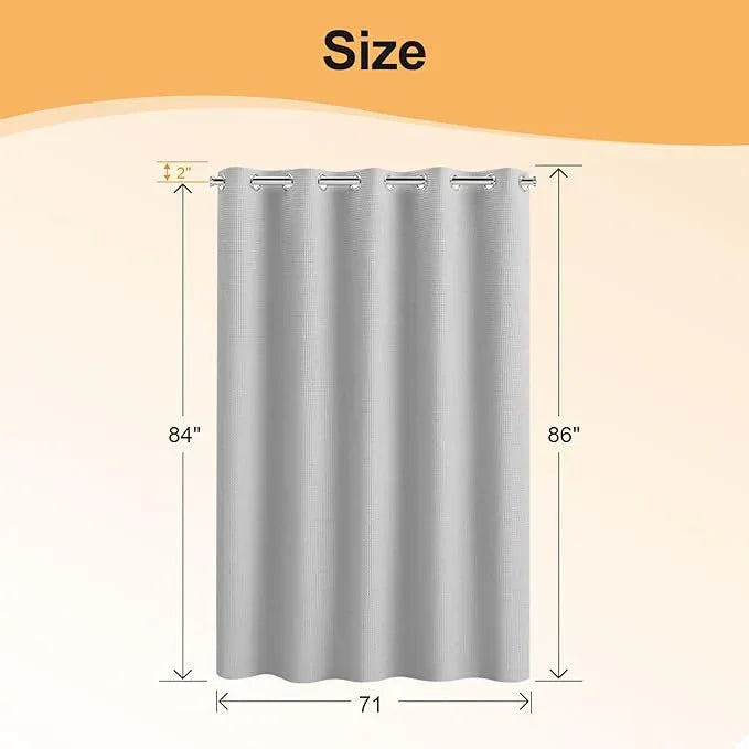River Dream Extra Long No Hook Shower Curtain with Snap in Liner, Cotton Blend Shower Curtains for Bathroom, Hotel Grade, Water Repellent, Grey, 71" Wx86 L - ModernBath