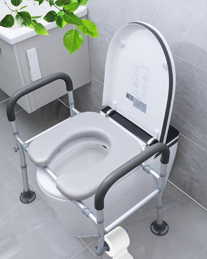 Toilet Seat Riser with Handles, 500lb Raised Toilet Seat, Adjustable Height & Width, Handicap Raised Toilet Chair for Seniors, Fit Any Toilet - ModernBath