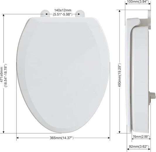 CYRRET 3 Inch Elevated Toilet Seat Riser, Raised Toilet Seat Enlongated Bowl (18.5") for Elderly and Seniors, Durable Plastic, Slow Close, Safety Bathroom Assist Device, Easy Installation, White - ModernBath