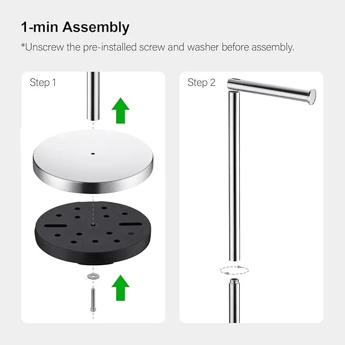 BAGNOLUX Bathroom Toilet Paper Holder Stand with Reserve, SUS304 Stainless Steel Rustproof Pedestal Tissue Roll Holder Heavy Duty, Polished Chrome - ModernBath