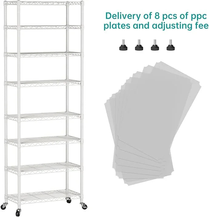 SINGAYE 8 Tier Shelf Organizer Storage Metal Shelves Garage Wire Shelving Unit Pantry Rack Adjustable Standing Storage for Kitchen Closet Laundry Bathroom Pantry 12" D x 22" W x 74" H White - ModernBath