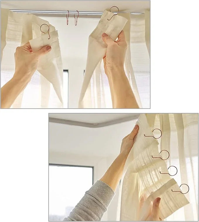 Geetery 150 Pcs Metal Shower Curtain Hooks Rust Proof Reusable Shower Curtain Hangers Multi Functional Stainless Steel Shower Curtain Rings for Bathroom Bedroom Kitchen (Bronze) - ModernBath