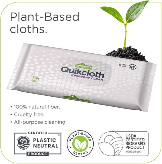 Quikcloth® Everyday Clean – Plant-Based, Gentle, Plastic-Free Cleaning Wipes for Home & Kitchen - Safe on Hands and Surfaces