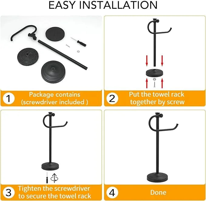 BESy 17 Inch Matte Black Stand Towel Bar Hanger Hand Towel Bar Bathroom Vanity Countertop Towel Holder Free Standing Stainless Steel Towel Ring Hardware Accessories Towel Rack - ModernBath