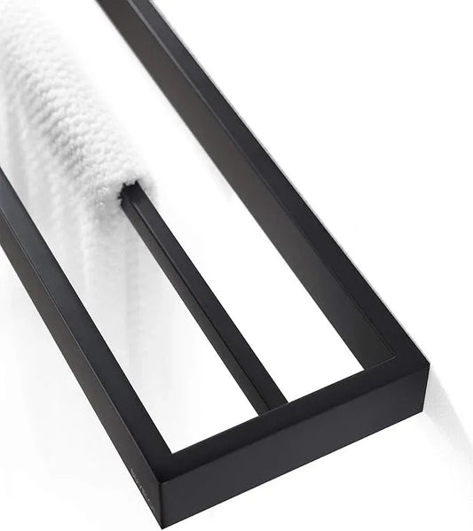 Double Towel Bar, Black Towel Shelf 24 Inch, Hotel Style Towel Holder, Towel Racks for Bathroom, Contemporary Bath Towel Bar Wall Mounted, Matte Black, 073080-MB Ler Series - ModernBath