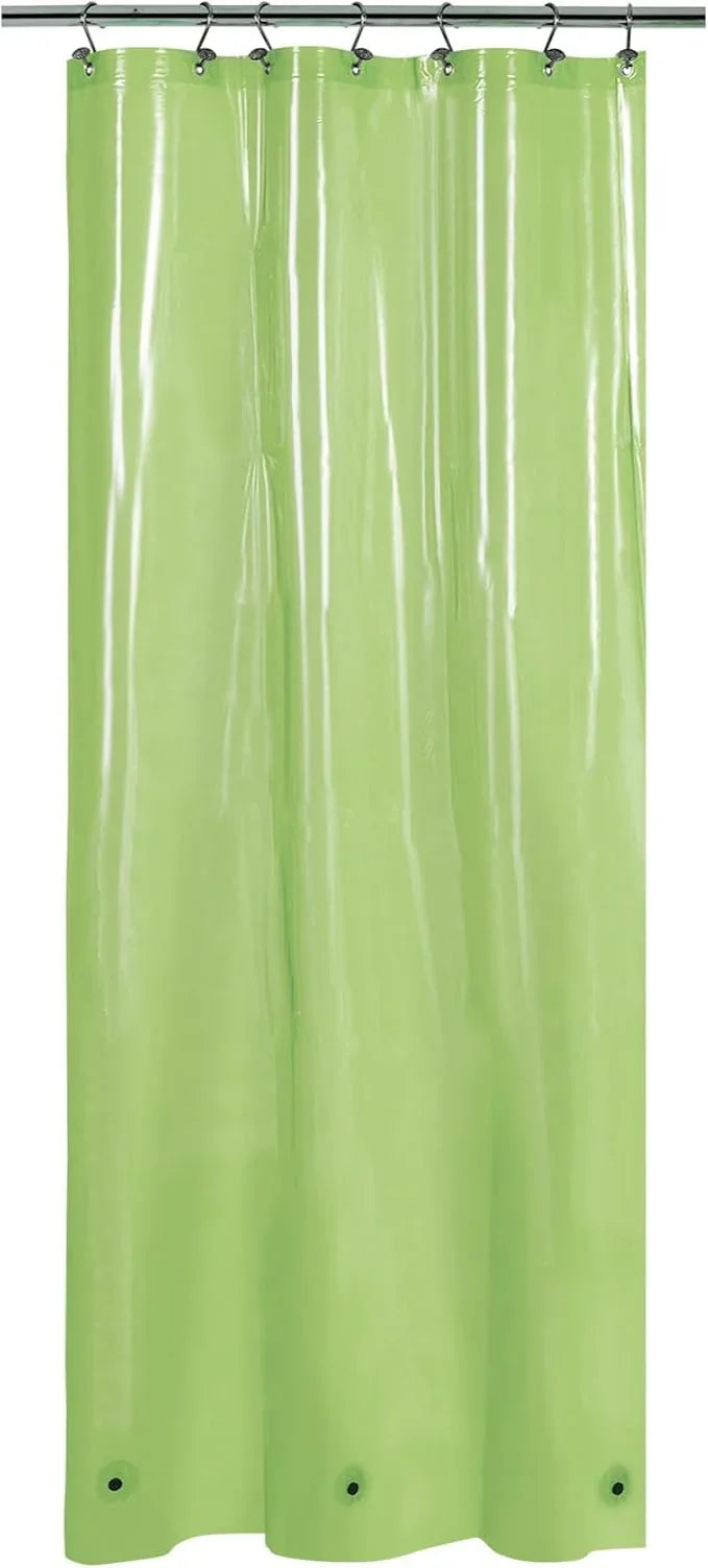 Barossa Design Clear Green Stall Shower Curtain Liner 36" W x 72" H - Waterproof PEVA Plastic Lightweight Shower Liner for Small Bathroom, 3 Magnets & Metal Grommets - Clear Green - ModernBath