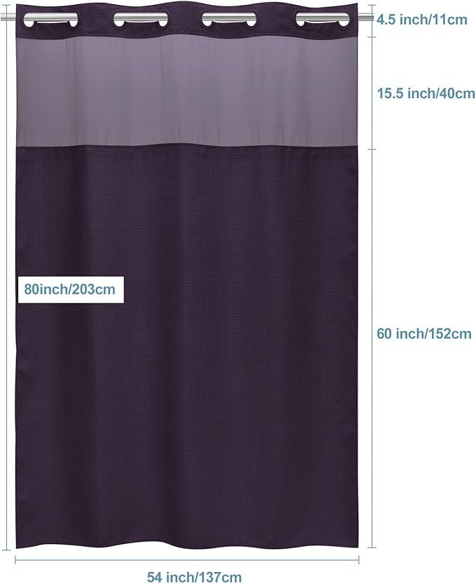 EUTXL Purple Stall Hotel Style Shower Curtain with Snap in Liner - 230GSM Waffle Textured,Hotel Grade,Spa Like Bath Curtain,54W x 80H - ModernBath