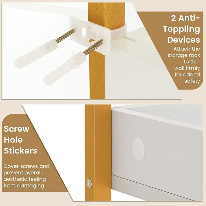 Tangkula Over The Toilet Storage, 3-Tier Toilet Rack Bathroom Space Saver with 4 Hooks & Adjustable Bottom Bar, Freestanding Bathroom Organizer Shelf Over Toilet for Restroom Balcony Laundry (White) - ModernBath