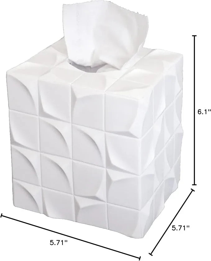 Hymmah Modern Square Tissue Box Cover Holder,Bathroom Accessories Decor Unique Design Tissue Box Cover for Bathroom Vanity Counter Tops Also Great for Bedrooms and Living Rooms - ModernBath