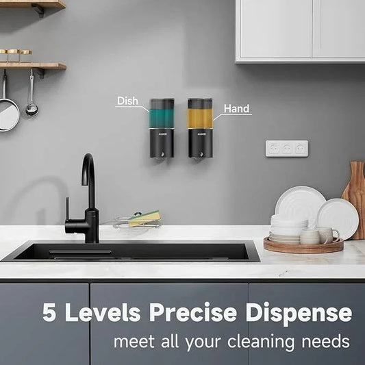 AIKE Automatic Wall Mount Liquid Soap Dispenser for Home and Commercial Bathroom 13.5oz IPX7 Waterproof,Matte Black Stainless Steel - ModernBath