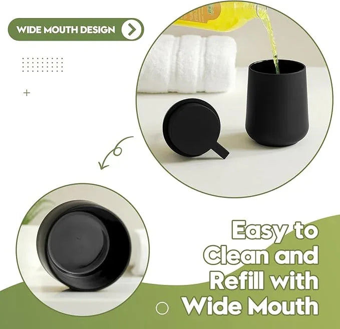 YAUKPH Matte Black Bathroom Accessories 2 Piece Set Plastic Soap Dispenser and Toothbrush Holder for Modern Bathroom Decor - ModernBath