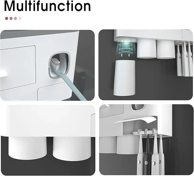 iHave Toothbrush Holders for Bathrooms, 3 Cups Toothbrush Holder Wall Mounted with Toothpaste Dispenser - Large Capacity Tray, Cosmetic Drawer - Bathroom Accessories & Bathroom Organization Storage - ModernBath