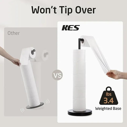 25" H Natural Marble Base Toilet Paper Holder Stand for 6 Rolls, Black Free Standing Toilet Paper Holder with Reverse, 18/8 Stainless Steel Tissue Holder for Bathroom, Matte Black, BPH291B-BK - ModernBath