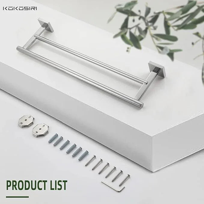 KOKOSIRI Double Towel Bars Bathroom Towel Holder Rack for Bath Kitchen 20 Inch Necklace Holder Wall Mounted Chrome Stainless Steel B5005CH-L20 - ModernBath