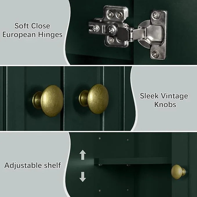Over The Toilet Storage Cabinet, Over The Toilet Storage with Fluted Door Over The Toilet Cabinet with Adjustable Shelf Above The Toilet Storage Cabinet for Bathroom Organizer, Forest Green - ModernBath