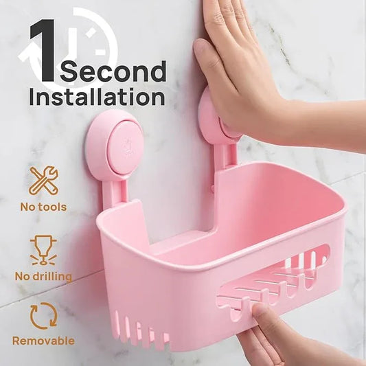 LEVERLOC Shower Caddy Suction Cup 2 Pack, Shower Organizer Removable Bathroom Shelf, Storage Suction Powerful Max Hold 22lbs Bathroom Caddy Waterproof Holder, Pink - ModernBath