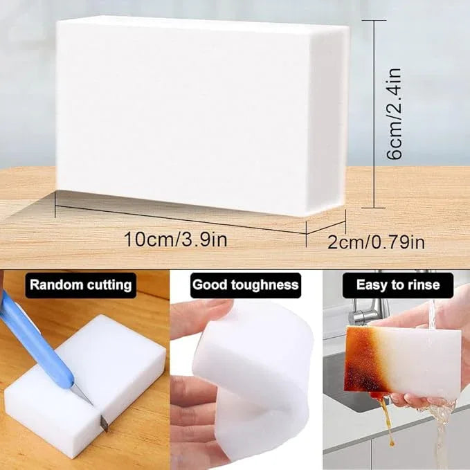(50 Pack) Extra Large Eraser Sponge - Extra Thick, Long Lasting, Melamine Sponges in Bulk Boat Eraser Multi Surface Scrubber Foam Cleaning Pads - Bathtub, Floor, Baseboard, Bathroom, Wall Cleaner - ModernBath