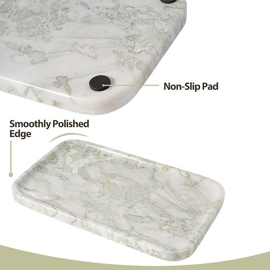 Karibiber Marble Vanity Tray, Large Stone Bathroom Tray for Countertop, 14'' African Gem Genuine Marble Decorative Tray for Dresser, Green Kitchen Trays for Counter,Perfume Storage, Non-Resin/Ceramic - ModernBath