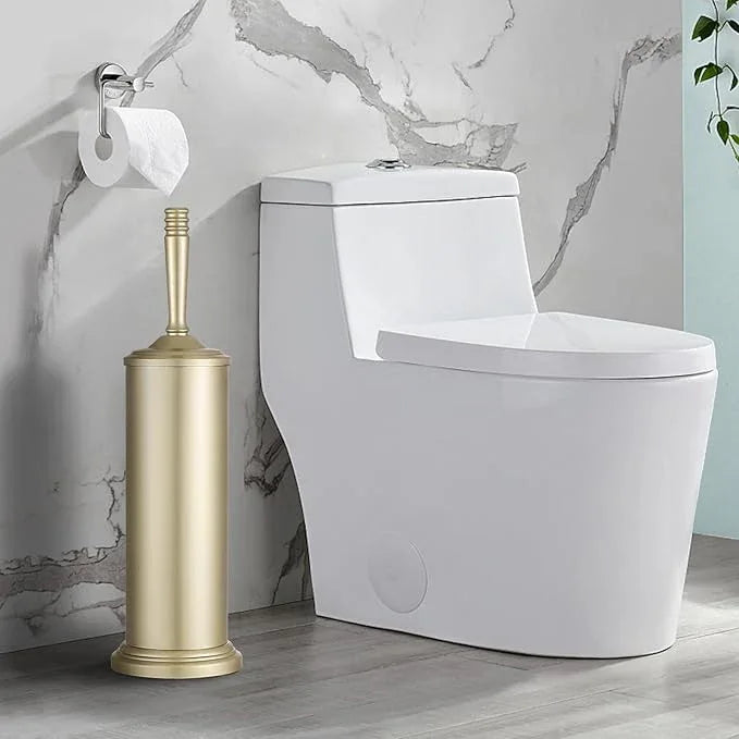 Gold Toilet Brush and Holder Set, Stainless Steel Toilet Brush for Bathroom,Heavy Duty Gold Toilet Bowl Brush and Holder,Deep Cleaning Modern Toilet Cleaner Brush -Space Saving, Covered Brush, Durable - ModernBath