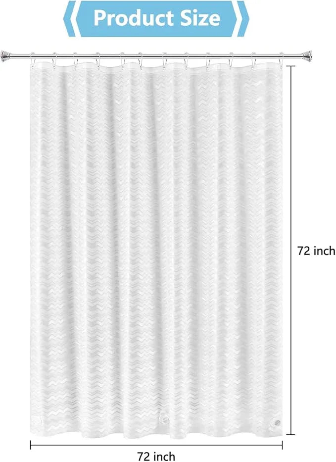 Seenus Waterproof PEVA Shower Curtain Liner White Striped, Bpa-Free 3D Frosted Shower Liner with 3 Large Magnets, Bathroom Translucent Plastic Shower Curtain Lightweight for Privacy - ModernBath