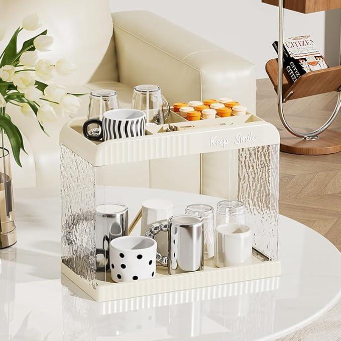 Bathroom Countertop Organizer, 2 Tier Makeup Storage Counter Shelf, Perfume Stand Vanity Holder Skincare Cosmetic Lipstick Dresser Office Tray for Bedroom Living Room Dressing Table, Acrylic - ModernBath