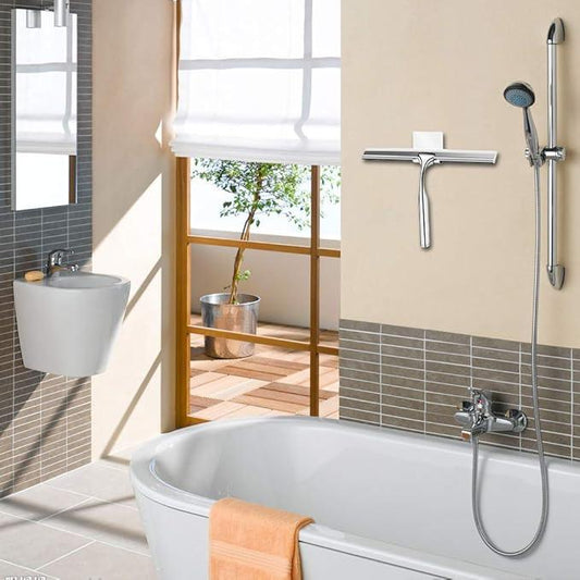 Shower Squeegees Stainless Steel with Self Adhesive Hook Window Squeegees for Shower Doors Bathroom Mirror Wiper, Window Glass Cleaning - ModernBath