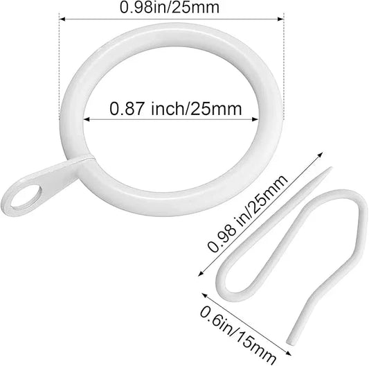 Qunclay 100 Set 0.98 Inch Metal Curtain Rings with Eyelets Curtain Hooks for Drapes and Metal Drapery Pin Drapery Hooks for Window Door Shower Bathroom Rings (White) - ModernBath