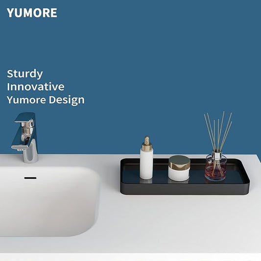 YUMORE Bathroom Organizer Countertop, Counter Organizer for Bathroom Decor, Tempered Glass Shelf for Vanity Storage, Makeup Tray for Perfume Skincare Bedroom Kitchen Corner(1 Tier- Pro)