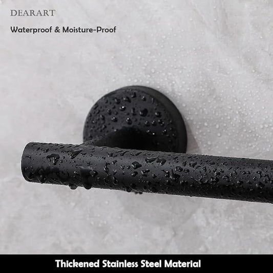 DEARART Bathroom Accessories Set, Paper Holder Towel Rack Bath Set, SUS304 Stainless Steel, Wall Mounted, Easy Install, Black - ModernBath
