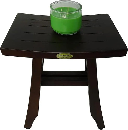 DecoTeak Satori 14 Inch Shaving Waterproof Teak Wood Shower Bench Stool Seat Chair for Inside Shower Provides Safety, Storage, and Organization for Bathroom Accessories - ModernBath