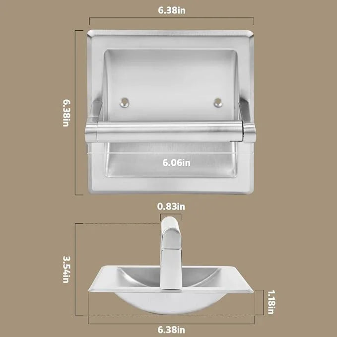 Recessed Toilet Paper Holder for Large Rolls, Pivoting Stainless Steel in Wall Toilet Paper Holder, Wall Mounted Bathroom Tissue Roll Dispenser with Modern Brushed Nickel Finish - ModernBath