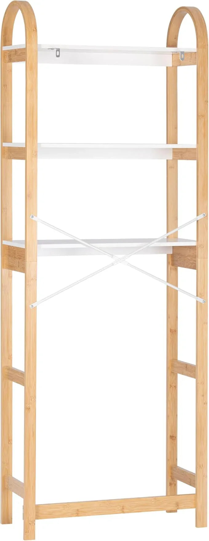 Spirich Over The Toilet Storage Shelf, 3-Tier Over Toilet Bathroom Organizer, Space-Saving Above Toilet Storage Shelf Rack with Bamboo Frame - ModernBath