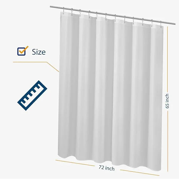 N&Y HOME Short Fabric Shower Curtain Liner 72 x 65 Shorter Length, Hotel Quality, Washable, Water Repellent, White Bathroom Curtains with Grommets, 72x65 - ModernBath