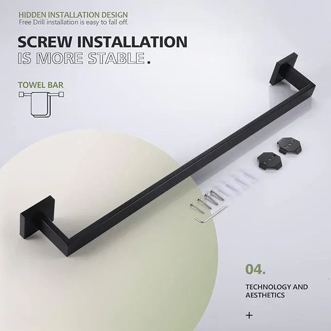 KOKOSIRI 24-Inch Single Towel Bar, Bathroom Kitchen Towel Holder, Wall Mounted SUS304 Stainless Steel Towel Rack, Matte Black, B4003BK-L24 - ModernBath