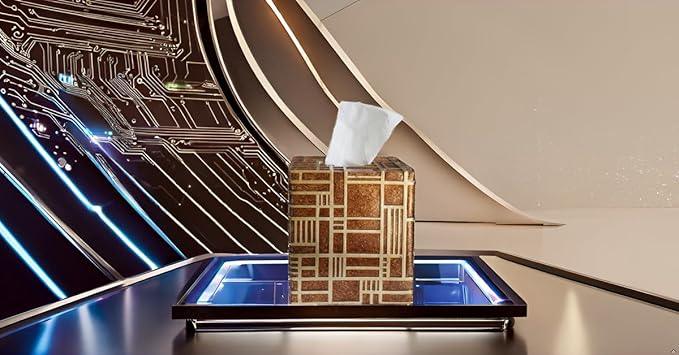 Hymmah Modern Square Tissue Box Cover Holder,Bathroom Accessories Decor Unique Design Tissue Box Cover for Bathroom Vanity Counter Tops Also Great for Bedrooms and Living Rooms - ModernBath