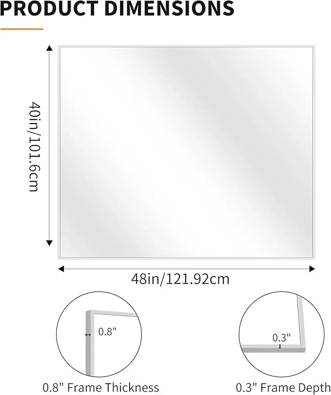 KOCUUY Silver Framed Mirror, 48"x40" Large Rectangle Bathroom Mirror for Wall, HD Tempered Glass, Anti-Rust Brushed Silver Frame, Modern Design for Bathroom, Bedroom, Living Room, Entryway - ModernBath