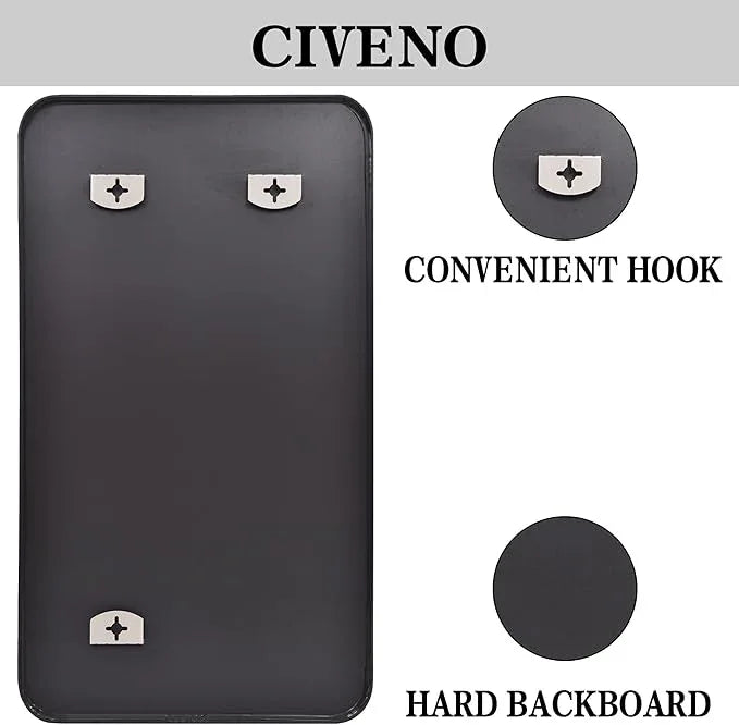 CIVENO Large Bathroom Mirror 72x36 inch, Black Rectangle Mirrors with Metal Frame, Rounded Corner Rectangular Mirror for Bathroom, Oversized Wall Mounted Mirror for Over Sinks Living Room Bedroom - ModernBath