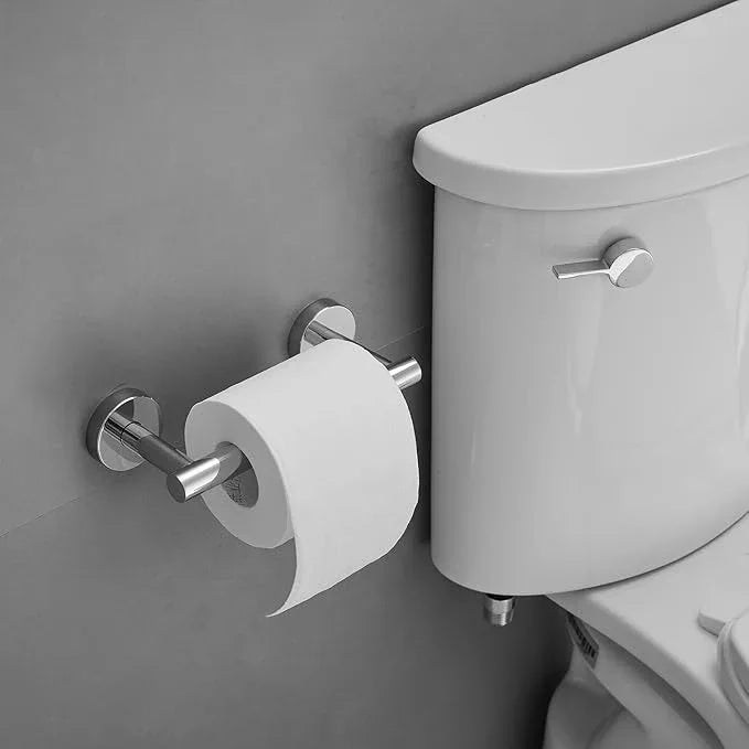 BWE Chrome Toilet Paper Holder Wall Mounted Double Post Pivoting Toilet Tissue Holders SUS 304 Stainless Steel Toilet Roll Holder for Bathroom Kitchen and RV Washroom - ModernBath