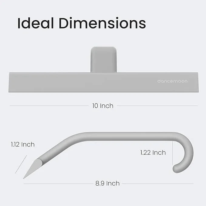dancemoon JustHang Shower Squeegee for Glass Doors, All-One-Piece Silicone with Built-in Hook Design for Easy Hanging and Cleaning, 10 Inch Gray - ModernBath