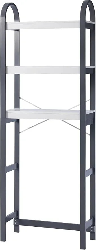 Spirich Over The Toilet Storage Shelf, 3-Tier Over Toilet Bathroom Organizer, Space-Saving Above Toilet Storage Shelf Rack with Bamboo Frame, Gray - ModernBath