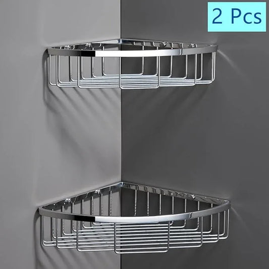 Segistan Corner Shower Caddy Organizer, SUS304 Stainless Steel Heavy Duty Rust-Proof Shelf Shampoo Holder, Wall Mounted Storage Rack for Bathroom Kitchen, 2 Packs Polished Chrome - ModernBath