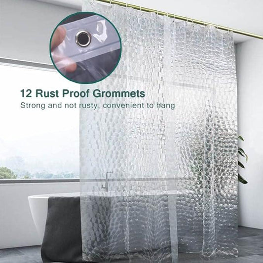LQFMEHOT EVA Clear Shower Curtain Liner, 3D Water Cube 5G Shower Liners with 12 Rustproof Metal Grommets and Weighted Magnets, Waterproof Duty for Bathroom 72 x 72 - ModernBath