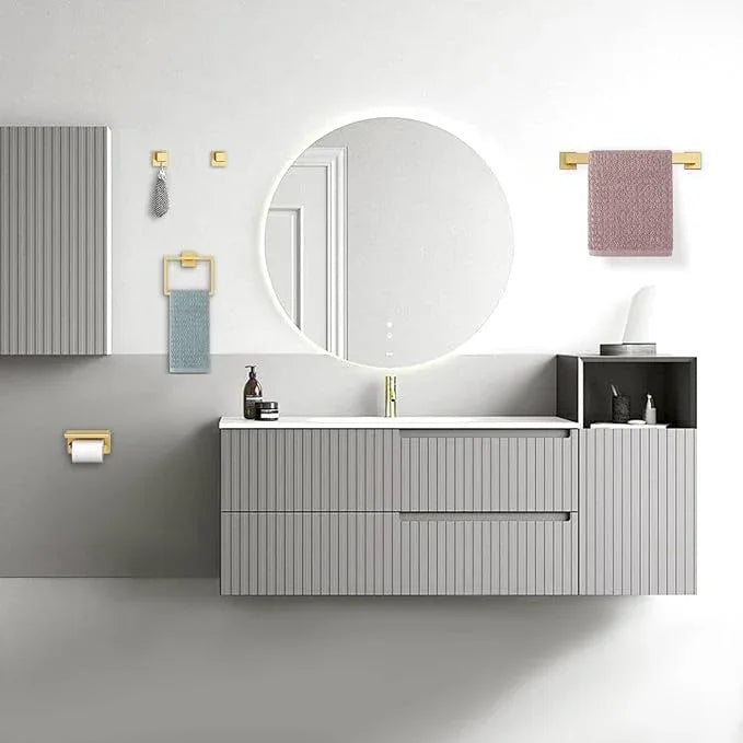 Brushed Gold Bathroom Hardware Set,5-Piece Gold Towel Bar Set Stainless Steel Towel Holder Set 16 Inch Towel Bar Towel Rack Set for Bathroom,Wall Mounted - ModernBath