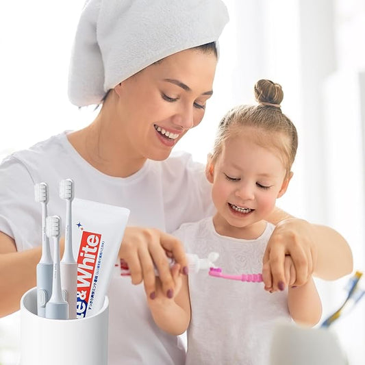 BSDISP Toothbrush Holders for Bathrooms - 2 Cups Ceramic Toothbrush Toothpaste Holders Set, White Bathroom Tumbler Cups Reusable Toothbrush Mouthwash Cup, Bathroom Counter Organizer