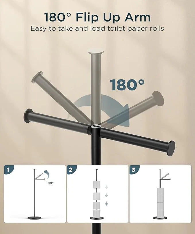 FORIOUS Toilet Paper Holder Stand, Modern Freestanding Tissue Roll Holder for Bathroom, Durable SUS 304 Stainless Steel and Weighted Base Toilet Paper Stand, Storage for 4 Rolls, Oil Rubbed Bronze - ModernBath
