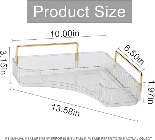 INVSSENE Corner Bathroom Countertop Organizer, Vanity Organizer Trays for Counter, Makeup Organizers, Perfume Tray, Skincare Shelf Storage Gifts for Women Girl Student (Clear, 1 Tier) - ModernBath