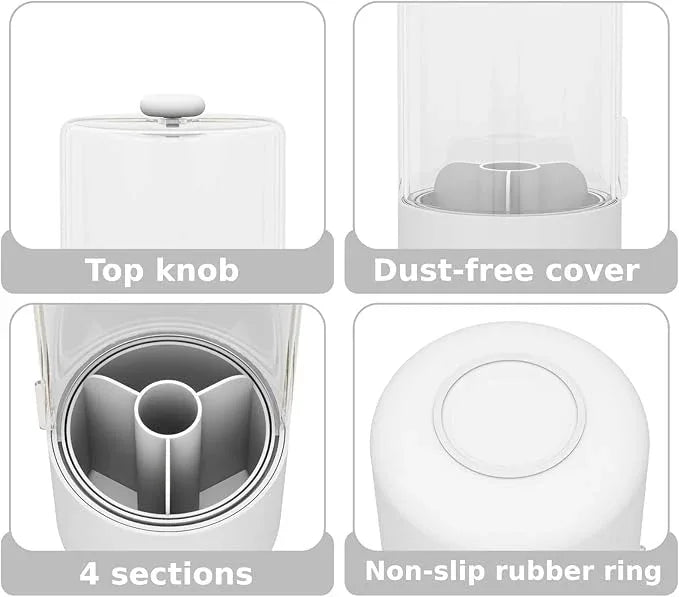 YOOLENS Toothbrush Holder with Cover 360 Rotating 4 Compartments Bathroom Toothpaste Electric Toothbrush Organizer, White - ModernBath