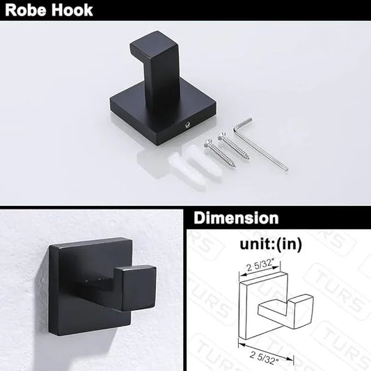TURS 4 Pieces Bathroom Hardware Accessories Set Matte Black 16 Inch Towel Bar Set,Wall Mounted,Premium Stainless Steel. - ModernBath