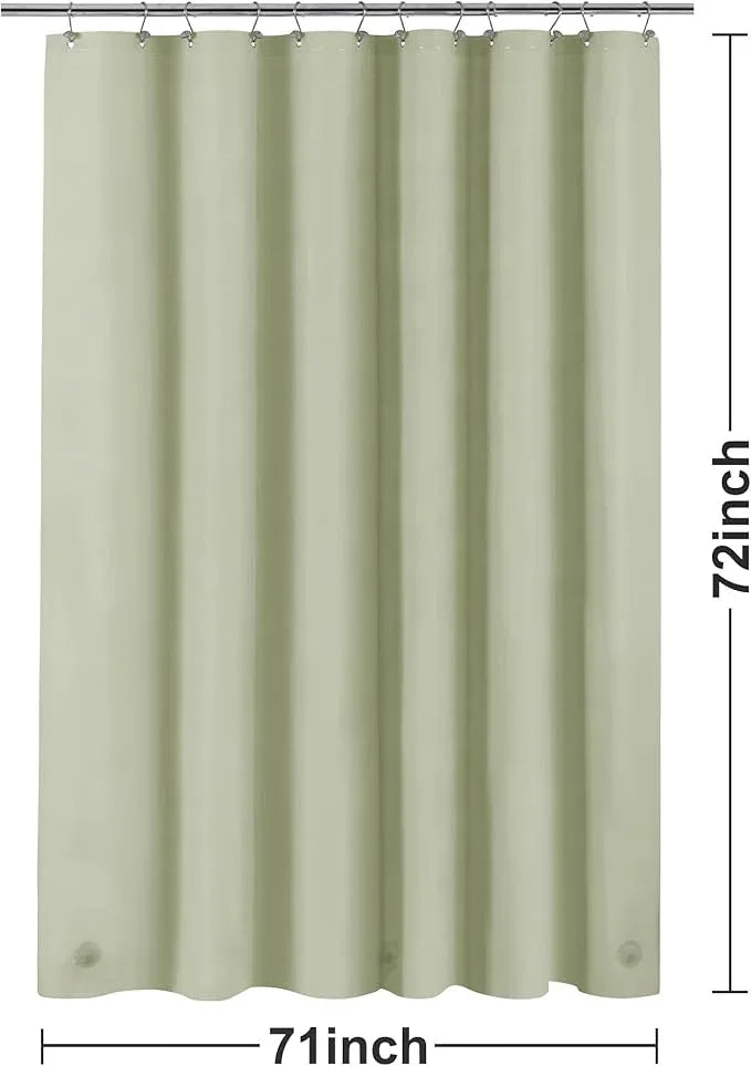 Sage Green Plastic Shower Curtain Liner - Premium PEVA Shower Liner BPA & PVC Free, No Chemical Smell, Lightweight Green Bath Curtain with 3 Magnets for Bathroom, 12 Metal Grommets - Sage - ModernBath