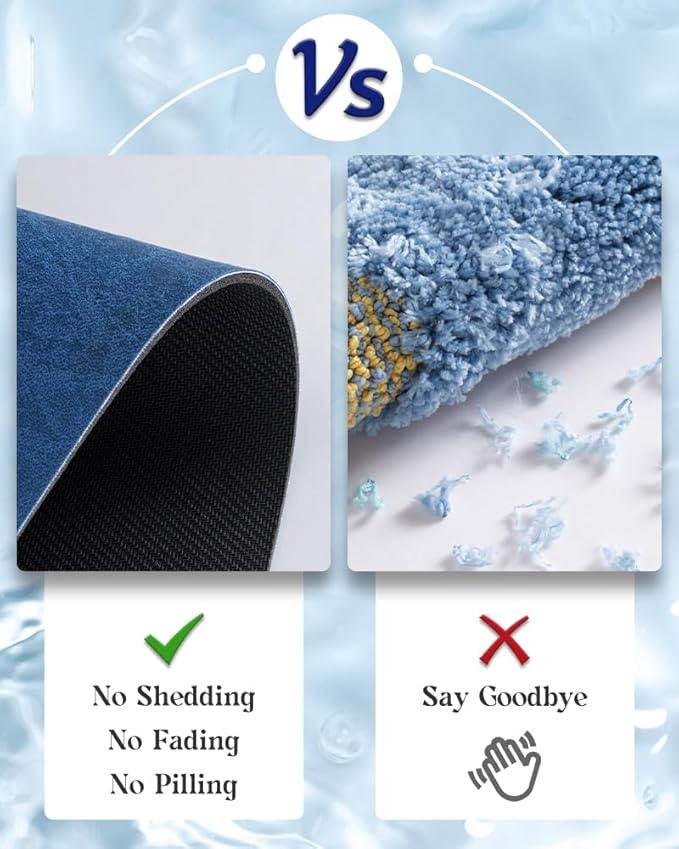 MontVoo -Bath Mat Rug-Rubber Backing Non Slip Quick Dry Absorbent Thin Bathroom Rugs Fit Under Door-Faux Suede Surface Bathroom Floor Mats-Shower Rug for in Front of Bathtub Shower Royal Blue 17x27.5 - ModernBath